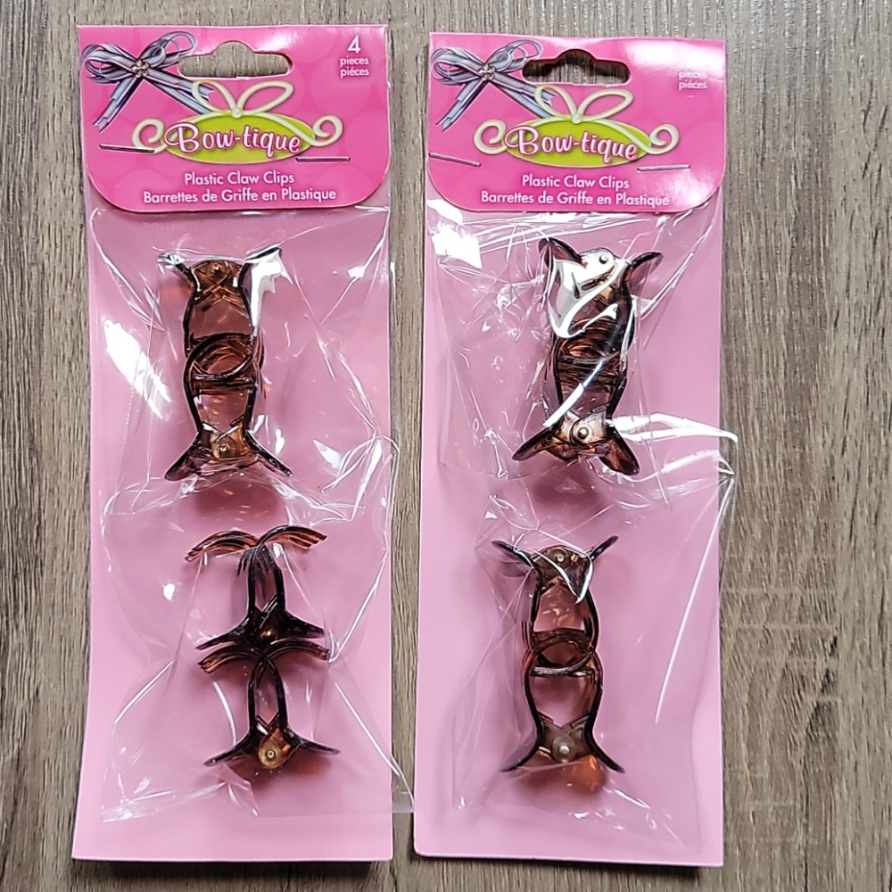 Bow-tique Plastic Claw Hair Clips  Brown/dark brown  NEW